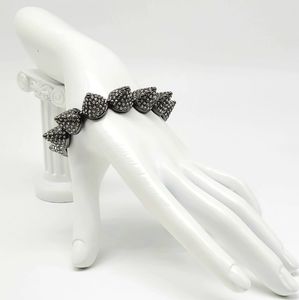 Eddie Borgo Cone Bracelet in Gunmetal with Diamond Swarovski Crystal Spikes